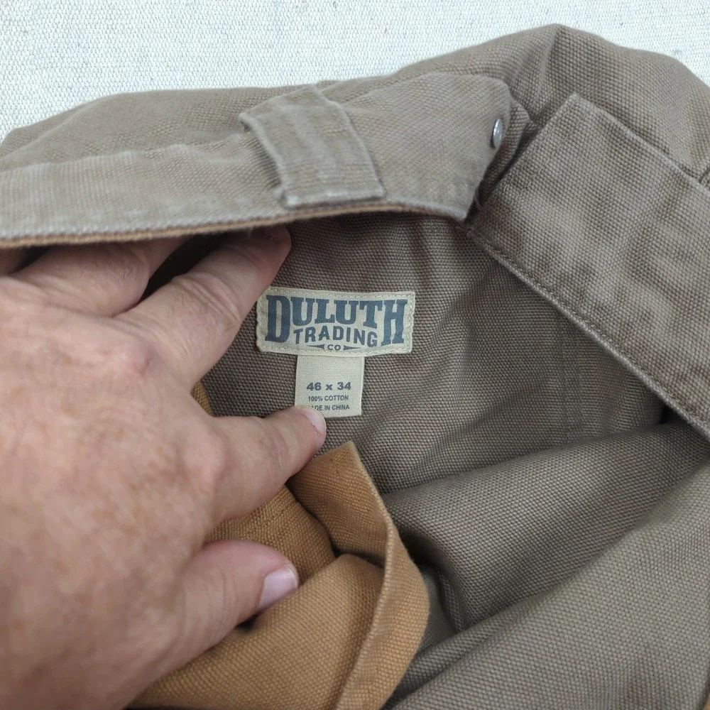 Duluth Trading Pants Mens 46x34 Khaki Flex Fire Hose Cargo Utility Relaxed